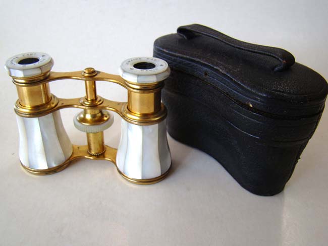 A fine pair of French mother-of-pearl opera glasses by LeMaire of paris circa 1890